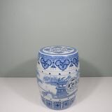 Ceramic stool/side table with oriental design. 1970-1980