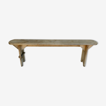 Banc d'école en bois clair, brut, 144 cm