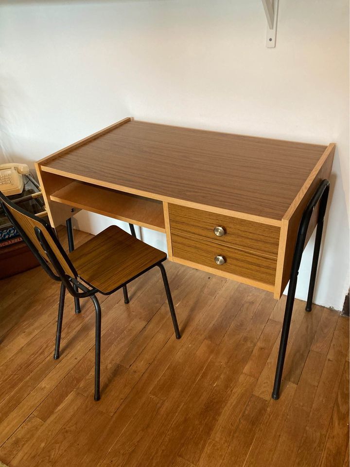 Bureau années 60 Sogemap SF340 et sa chaise
