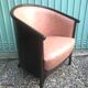 Lot of 2 armchairs and a sofa from Baumann in black wood and marble rose leather