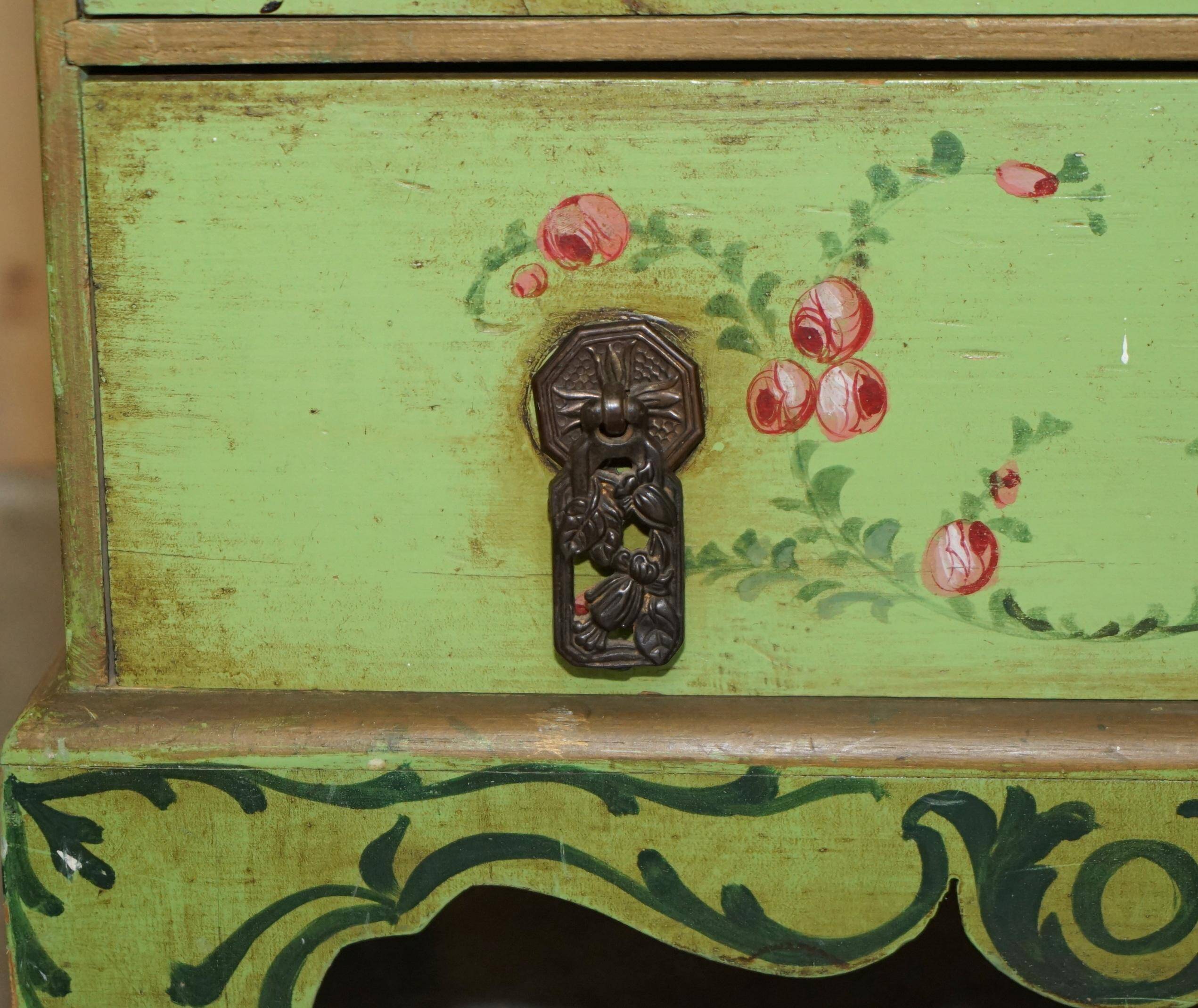Pair of Waterfall Regency Sheraton antique bookshelves hand-painted.
