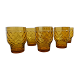 Set of 6 Pernaud amber glasses from the 60s/70s