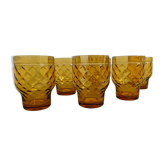 Set of 6 Pernaud amber glasses from the 60s/70s