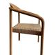 solid wood chair with woven seat and armrests