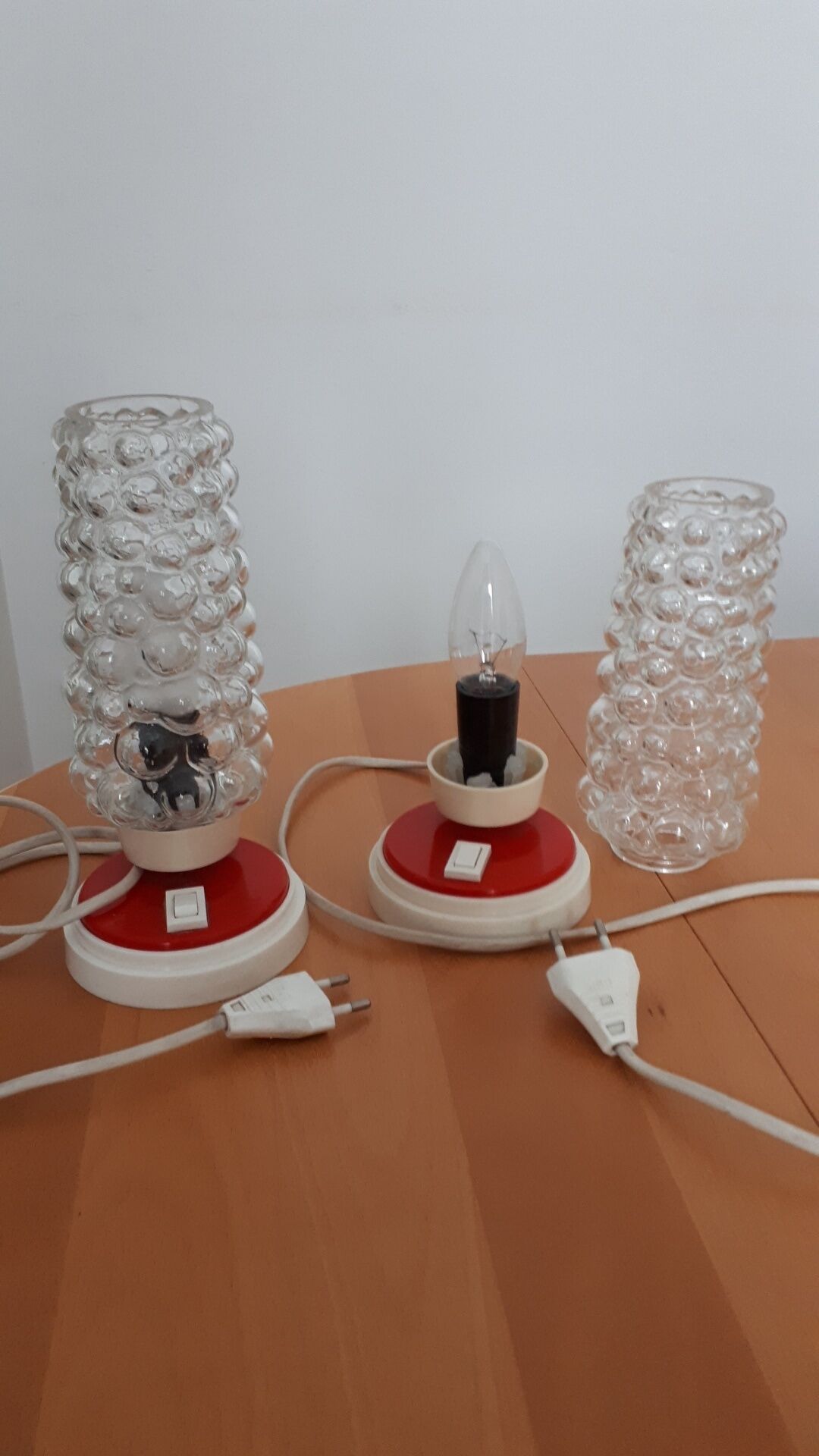 Bedside glass bubbles lamps 1960-1970s