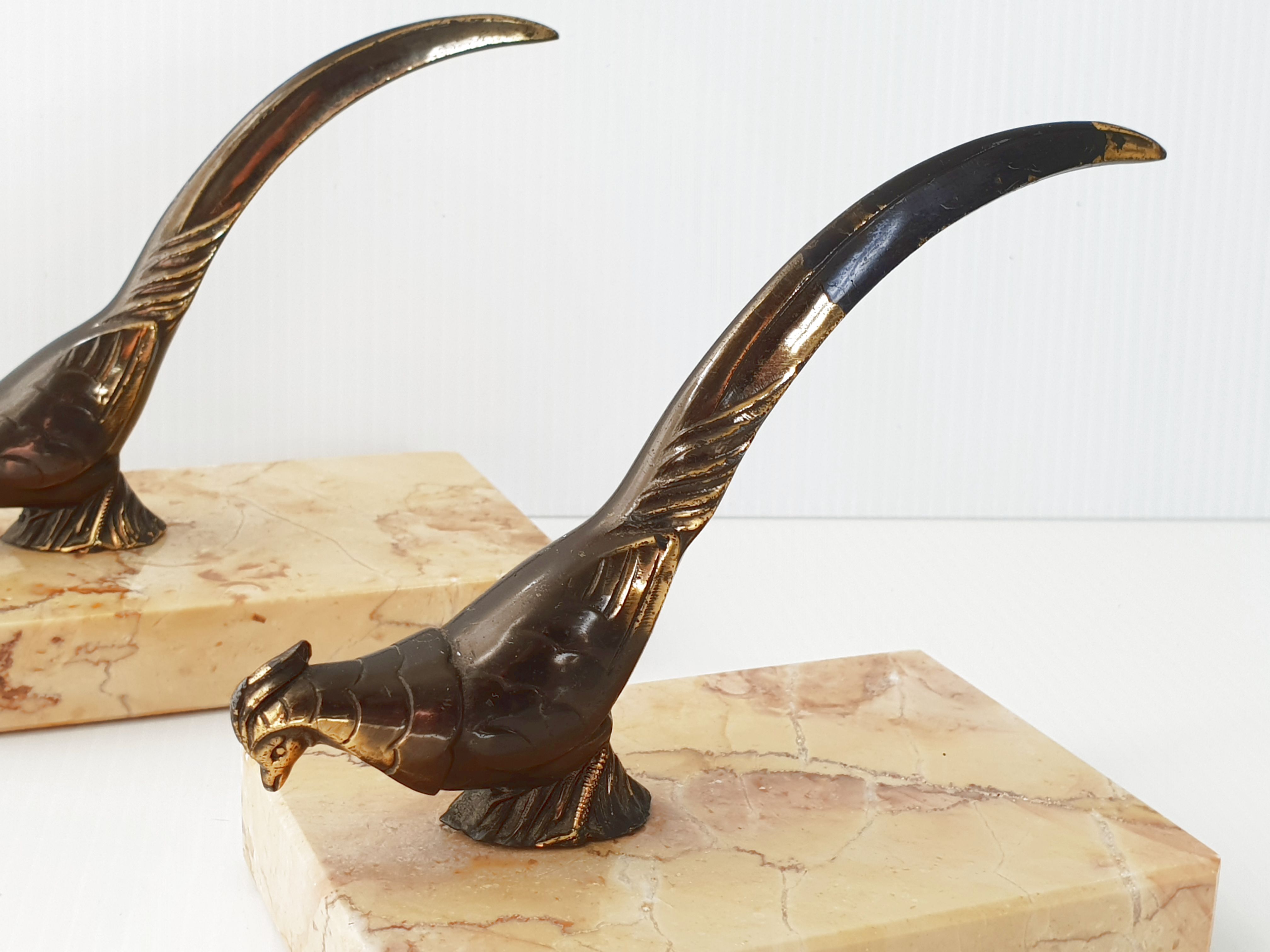 Pair of vintage peacock bookends