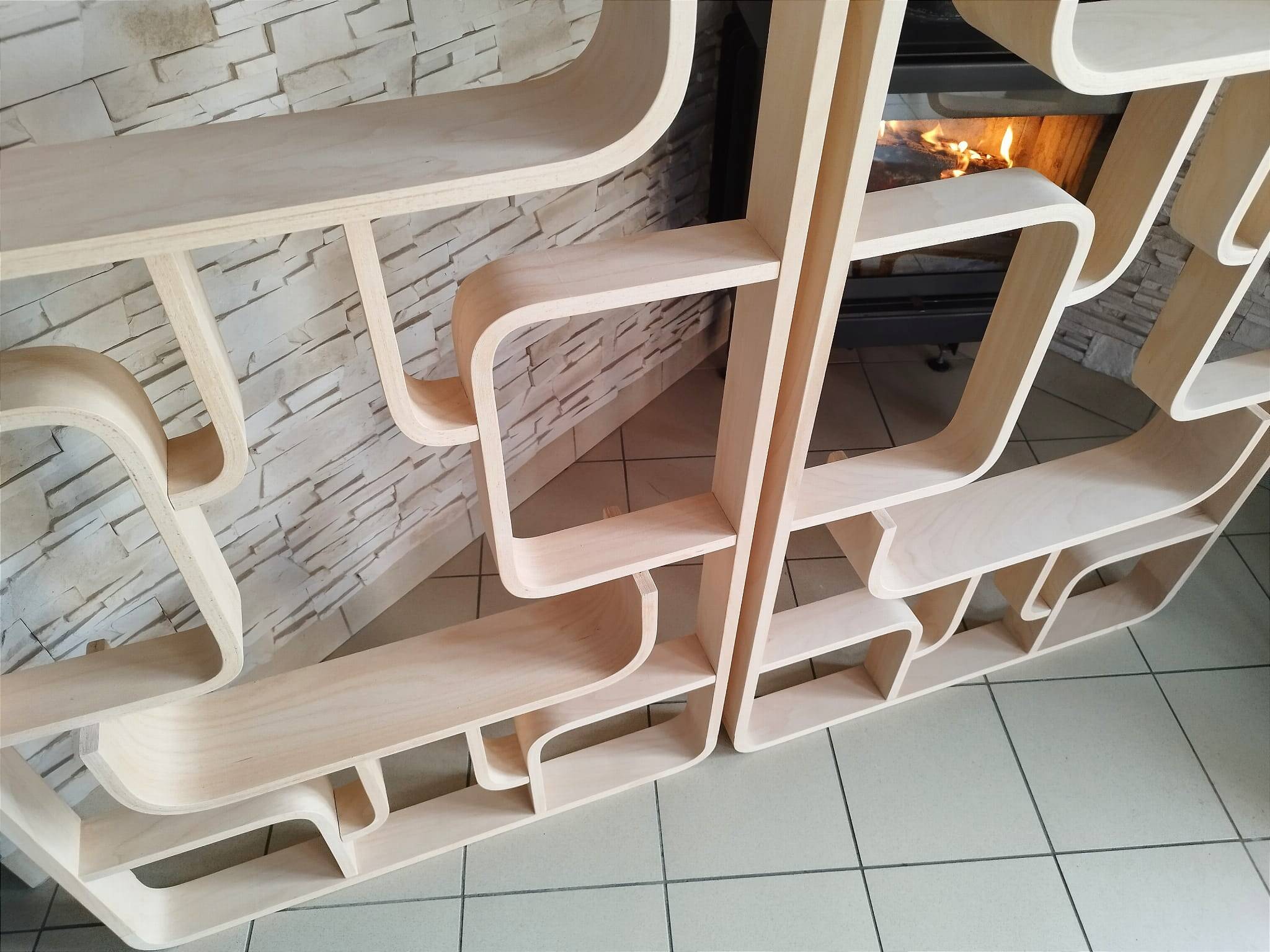 Mid-Century Czech Wall or Room Divider by Ludvik Volak for Drevopodnik Holesov, 1960s, Set of 2