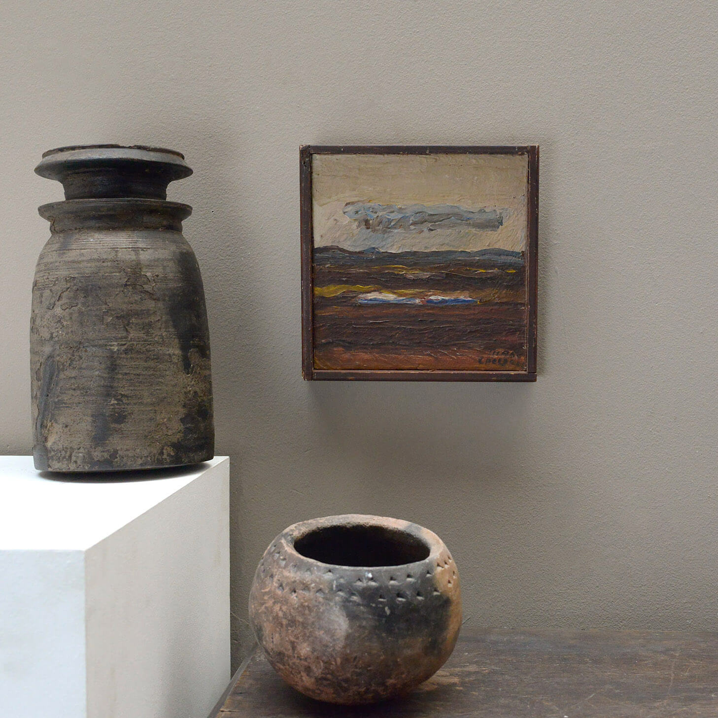 Antique Wooden Pot from Nepal Rustic 19th Century Storage Container