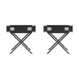 Set de 2 tables d'appoint noires en bois 1980s