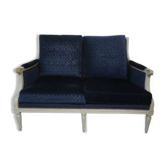 Louis xvi style sofa blue velvet