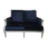 Louis xvi style sofa blue velvet