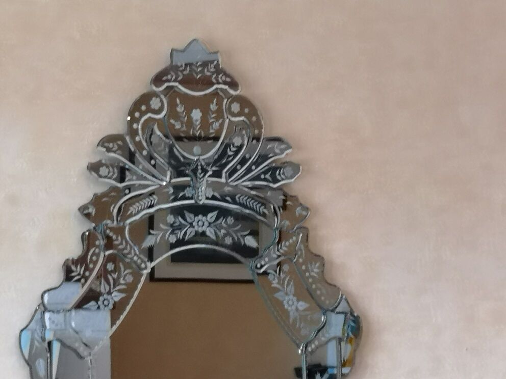 Venetian oval mirror 1970 vintage - 119x74cm