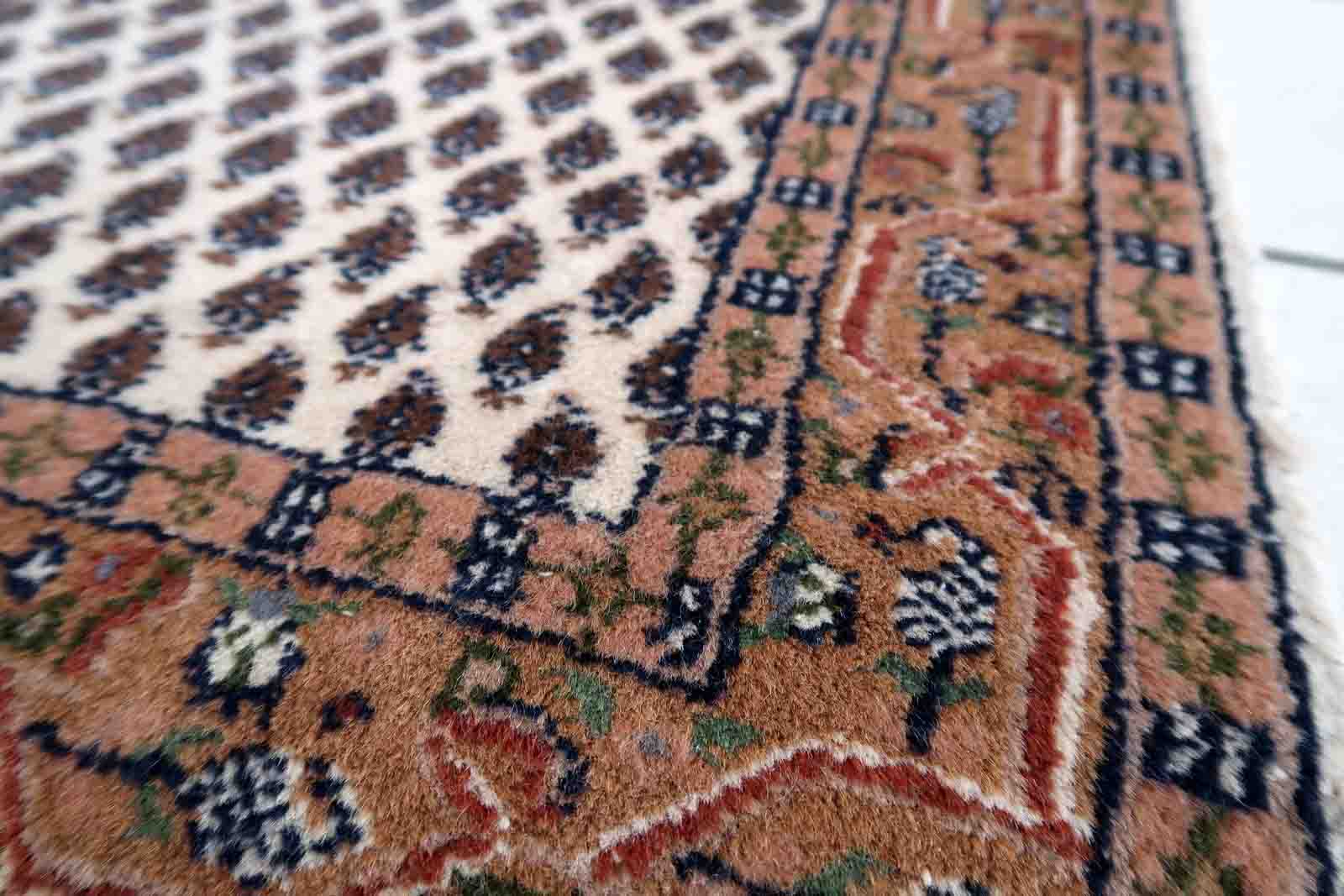 Vintage Indian carpet Seraband handmade 56cm x 89cm 1970s