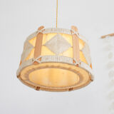 Vintage pendant lamp in wood and wool