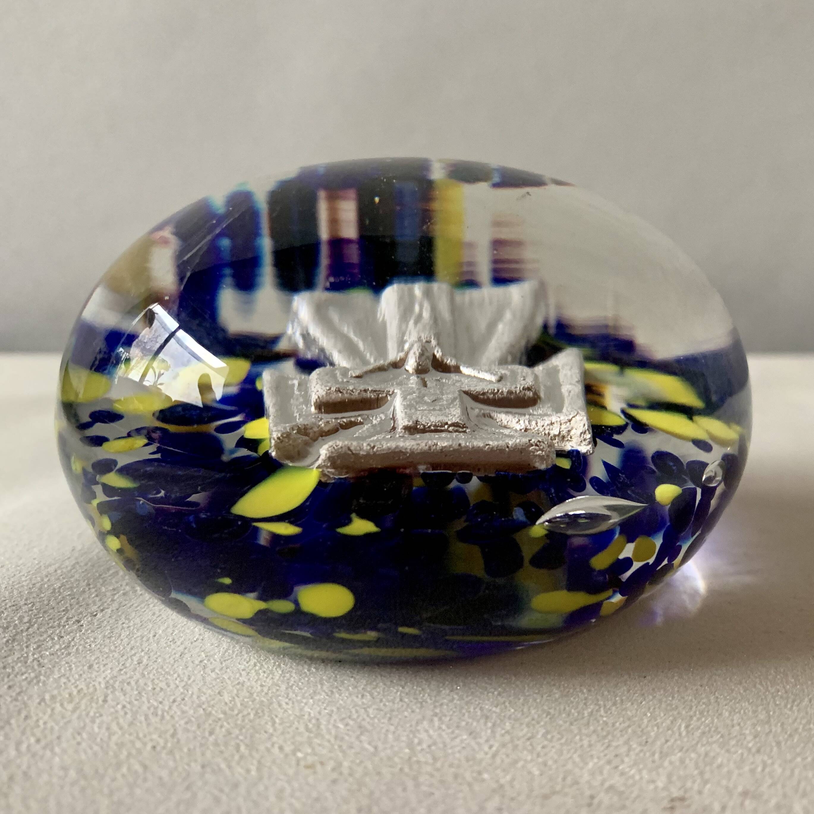 Antique sulfide paperweight - Cross of Jesus