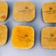 Set of 6 brutalist coasters by David Marshall, Spain, 1970s