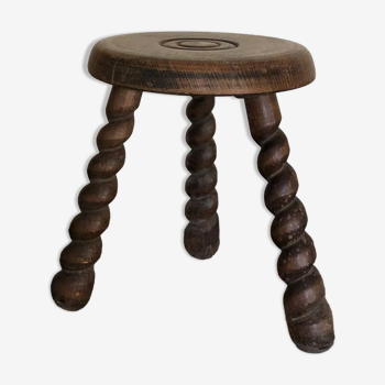 Tabouret tripode bois