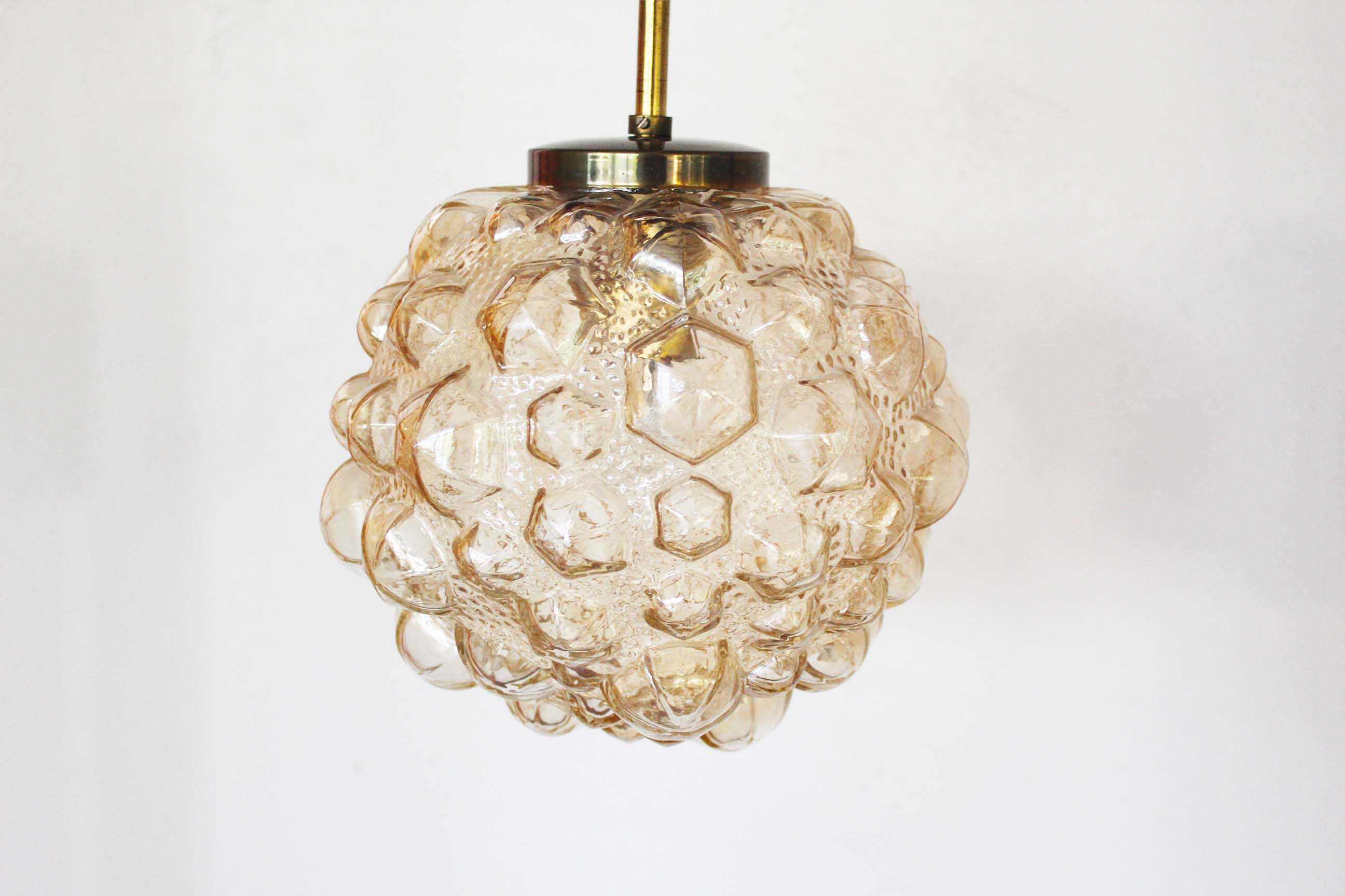 Amber bubble glass pendant light by Helena Tynell for Glashutte Limburg