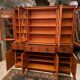 English-style blond mahogany two-body bookcase