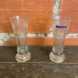 Pair of antique luminarc vases in moulded glass made in france vintage #d