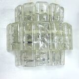 Vistosi manner, set of four large clear murano glass elements sconces. Italy 1970s