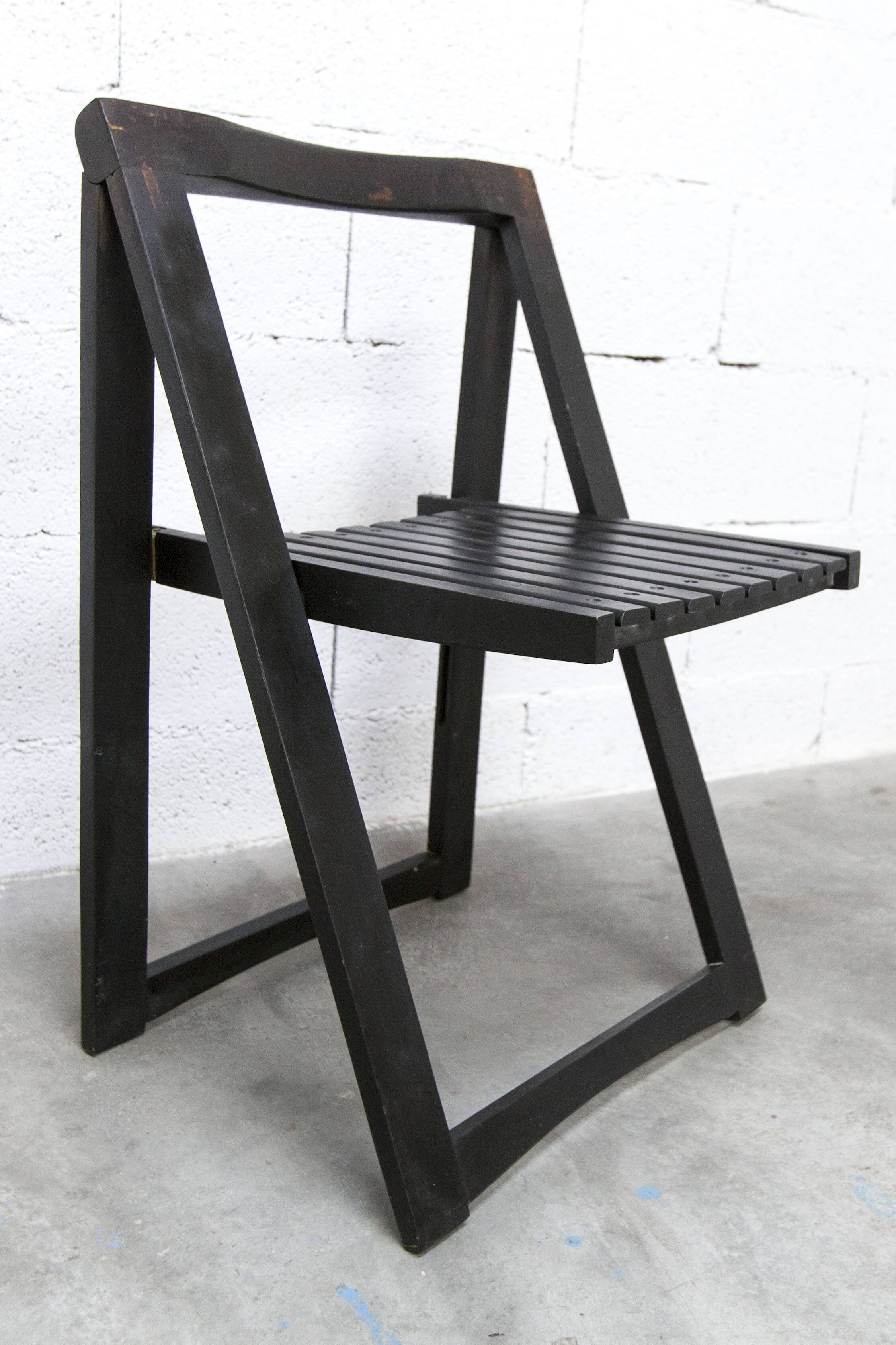 Chaise pliante Aldo Jacober pour Alberto Bazzani noire 1960 d'origine
