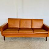 Mid-century vintage Danish 3-person sofa in cognac leather by Nili Stoppmøbler