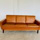 Mid-century vintage Danish 3-person sofa in cognac leather by Nili Stoppmøbler