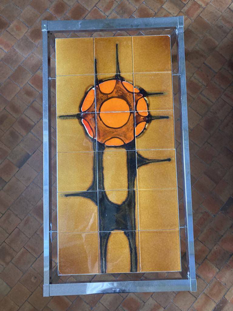 Chrome and ceramic coffee table