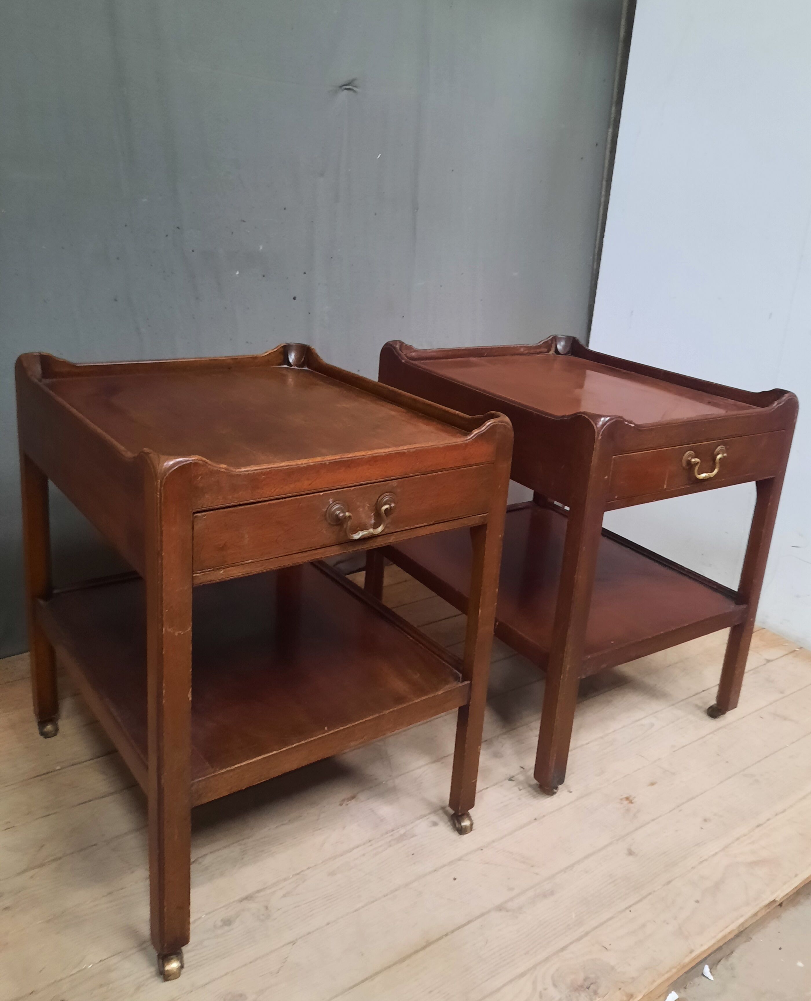 Pair of English mahogany sofa tips