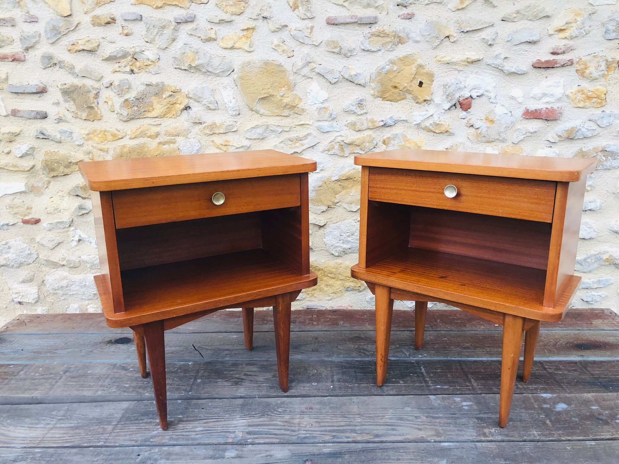 Pair of vintage bedside tables, Scandinavian style 60s