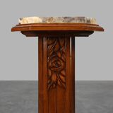 Oak & Marble large Art Deco pedestal, France 1920s