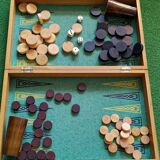 Vintage wooden checkers and backgammon set