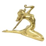 Sculpture de style Art déco femme nue en laiton massif