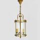 Old Louis XVI style vestibule lantern pendant light in brass and glass with 3 lights