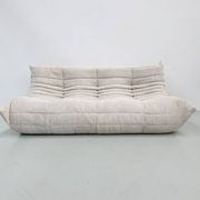 Togo sofa in beige corduroy attributed to Michel Ducaroy for Ligne Roset
