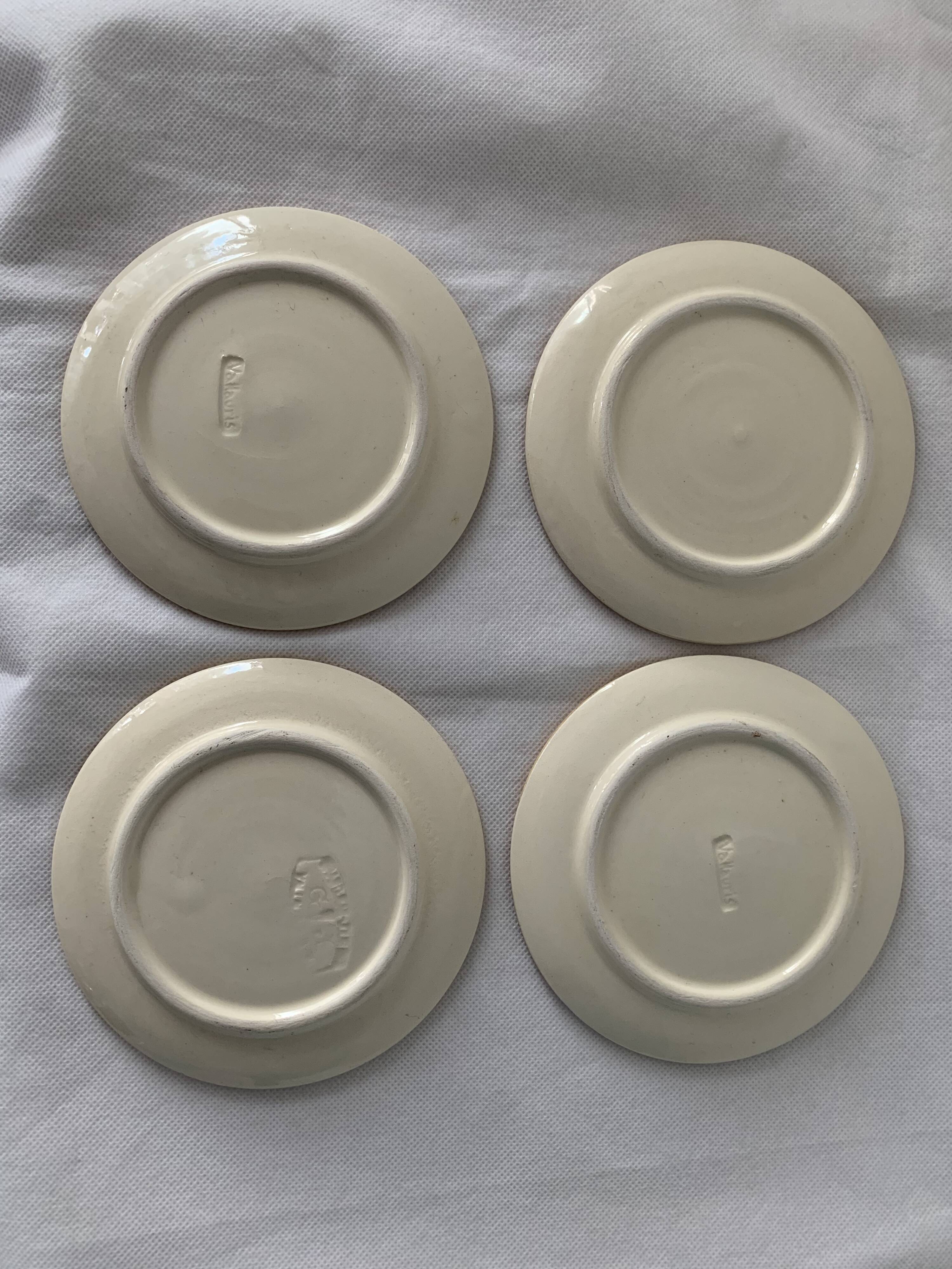 4 coffee cups and 4 sub cups zoomorphic ceramic animals Grandjean Jourdan Vallauris 1950