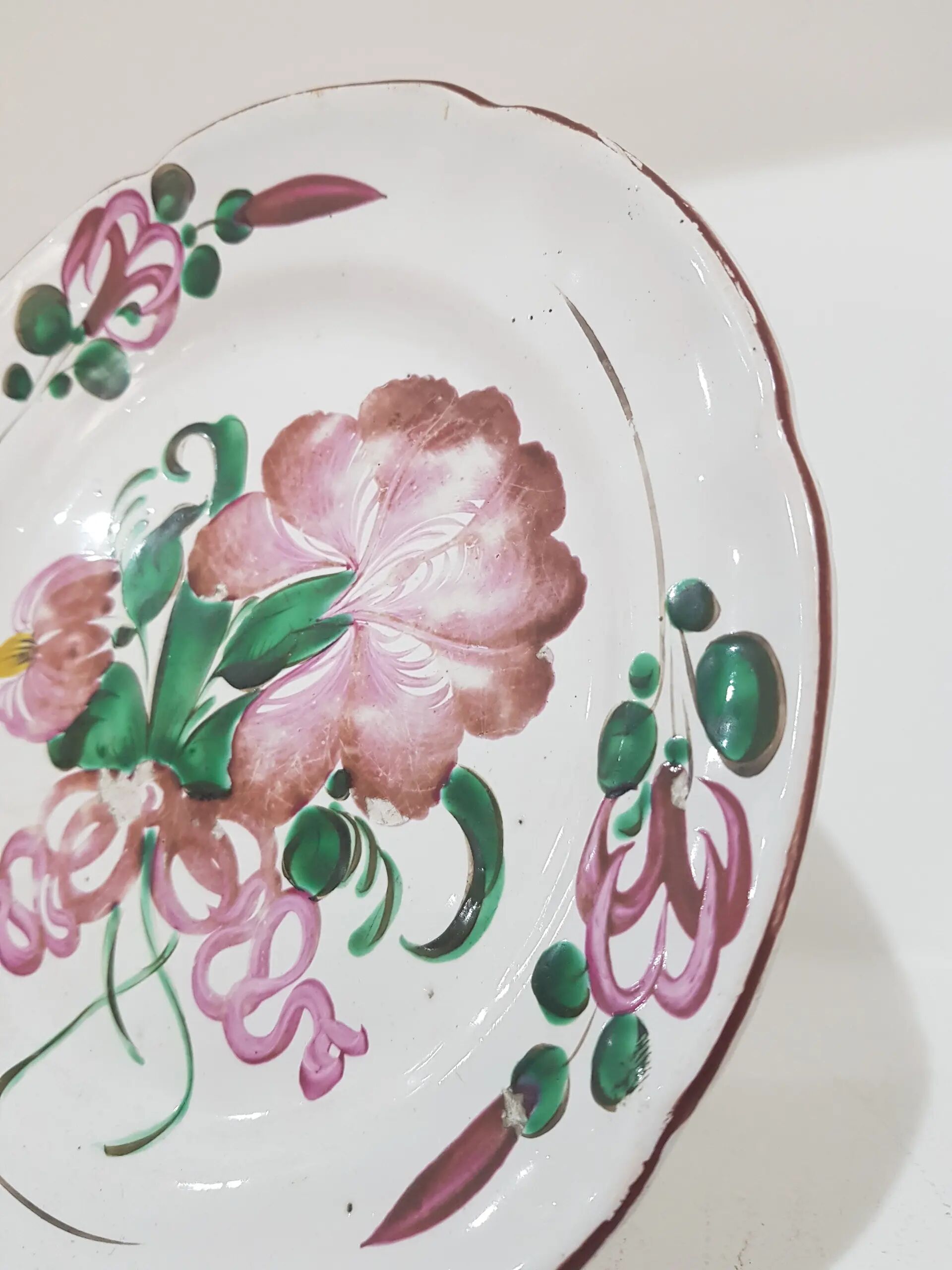 Decorative plate St. Clement, hand-painted ceramic, France, 19th century