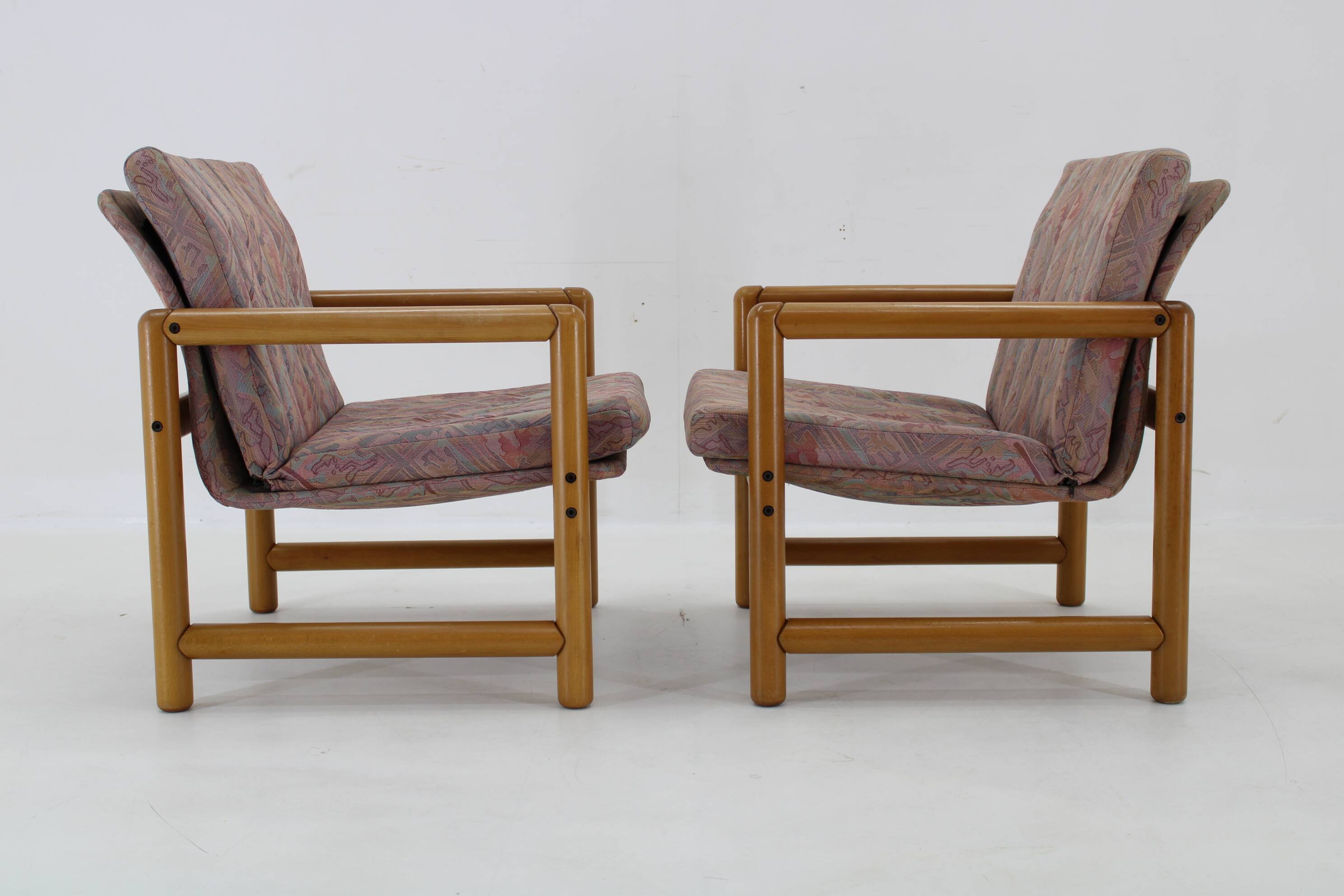 1970s Pair of Beech Armchairs and Coffee Table  by TON, Czechoslovakia