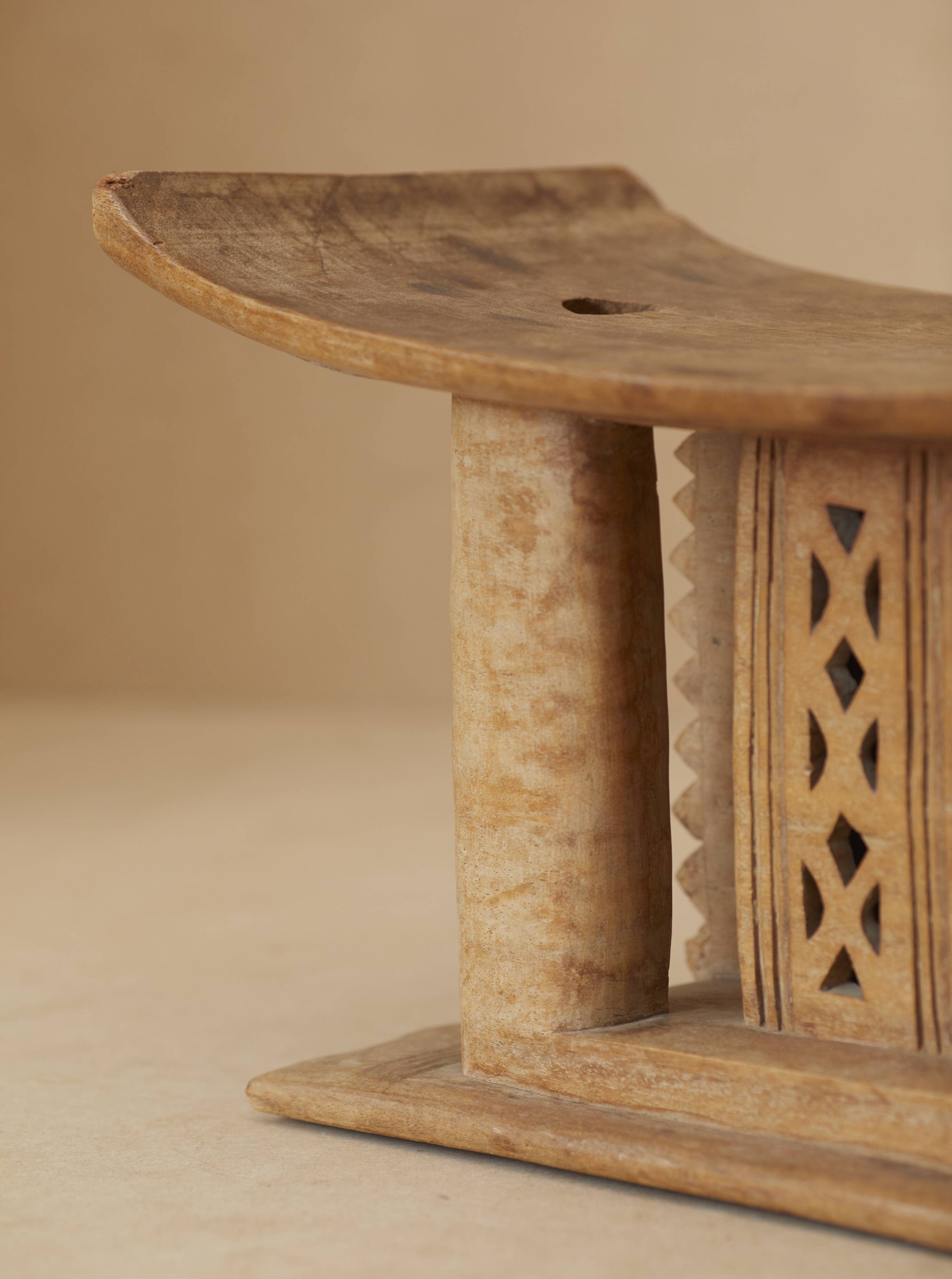 African Ashanti monoxyl stool in solid wood circa 1950