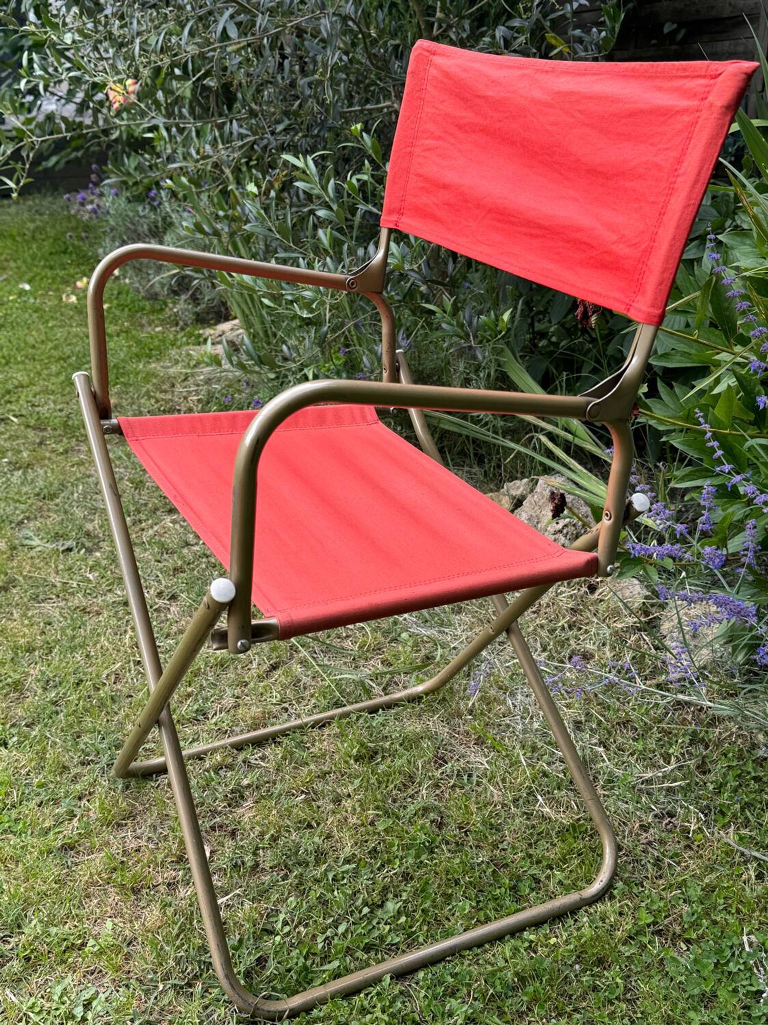 Fauteuil de camping pliant orange vintage
