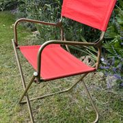 Fauteuil de camping pliant orange vintage