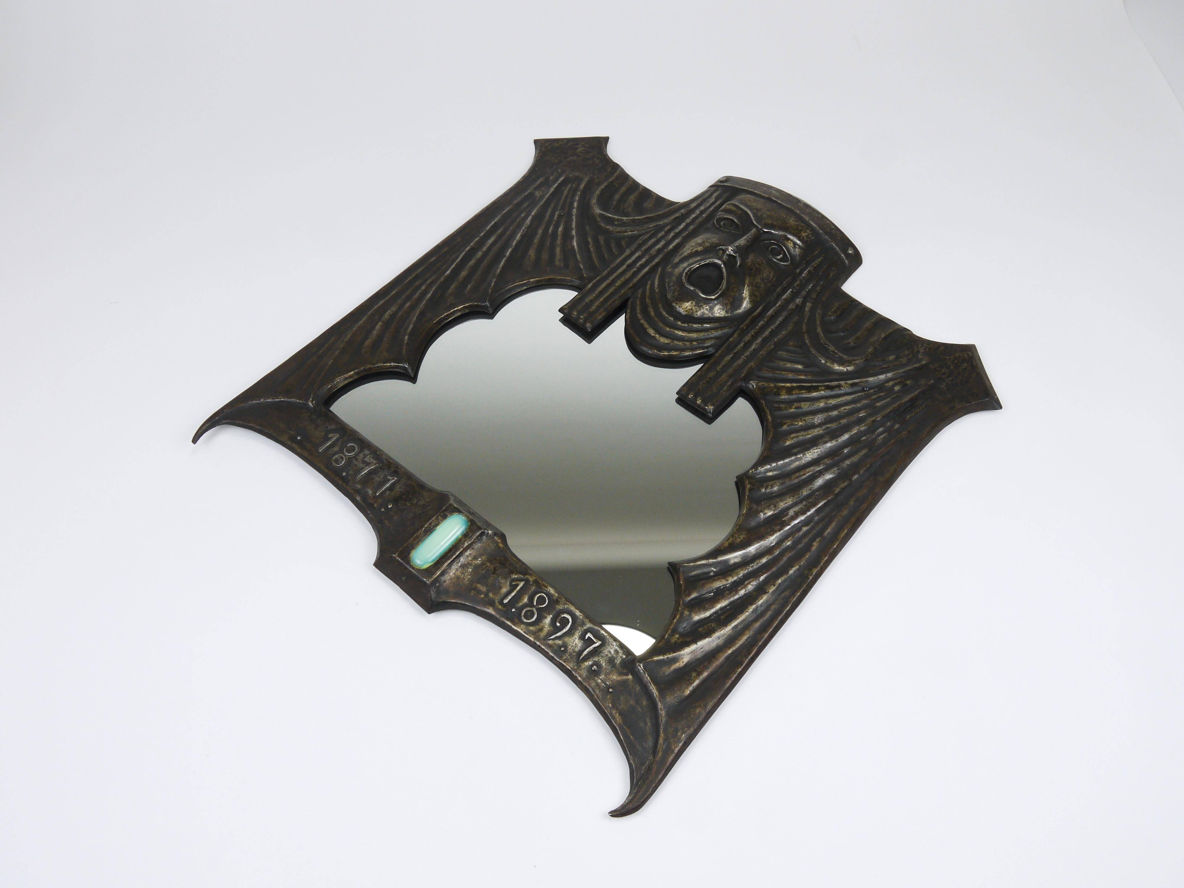Theatre wall mirror "Tragedy" Vienna Secession Art Nouveau Gustav Klimt, attributed.