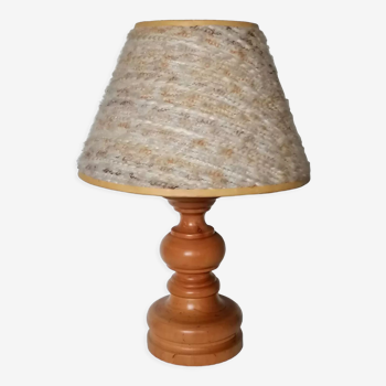 Turned wood lamp, lampshade offered