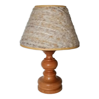 Turned wood lamp, lampshade offered