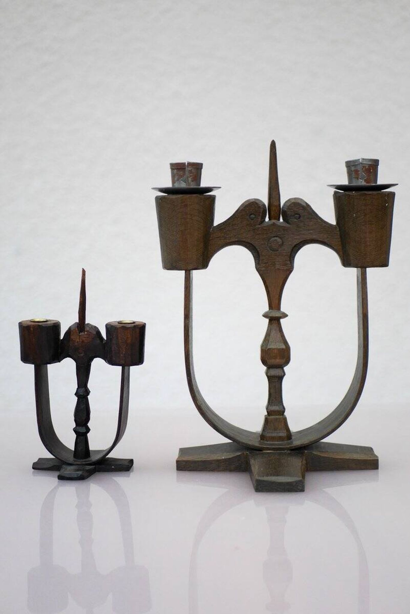 Swedish wooden candleholders from Taserud, 1955, set of 2