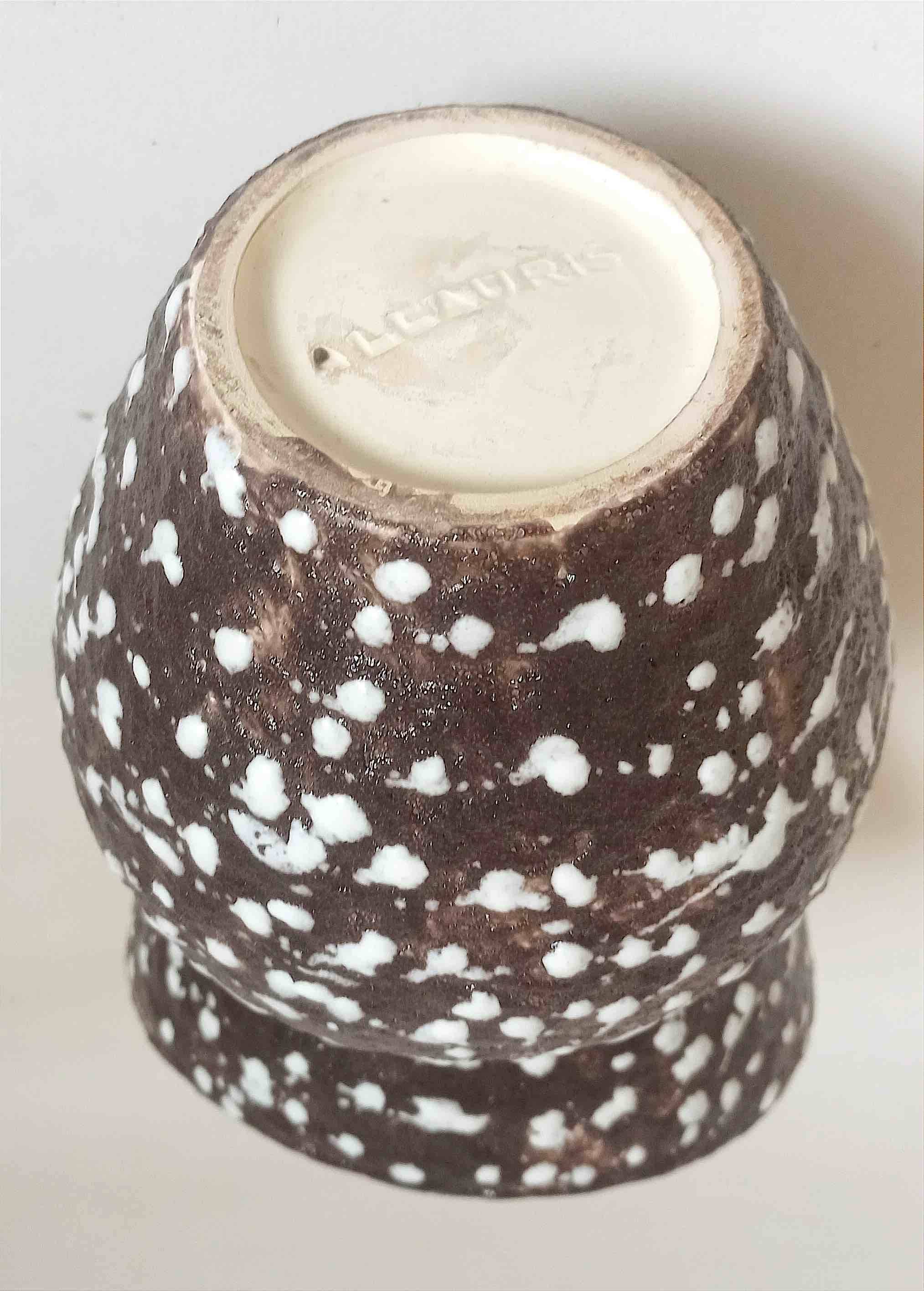 Vallauris Fat Lava Vase Red black 1950s Height 27 cm