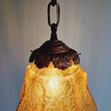 Art Deco pendant light in amber crackled glass, 1920s-30s