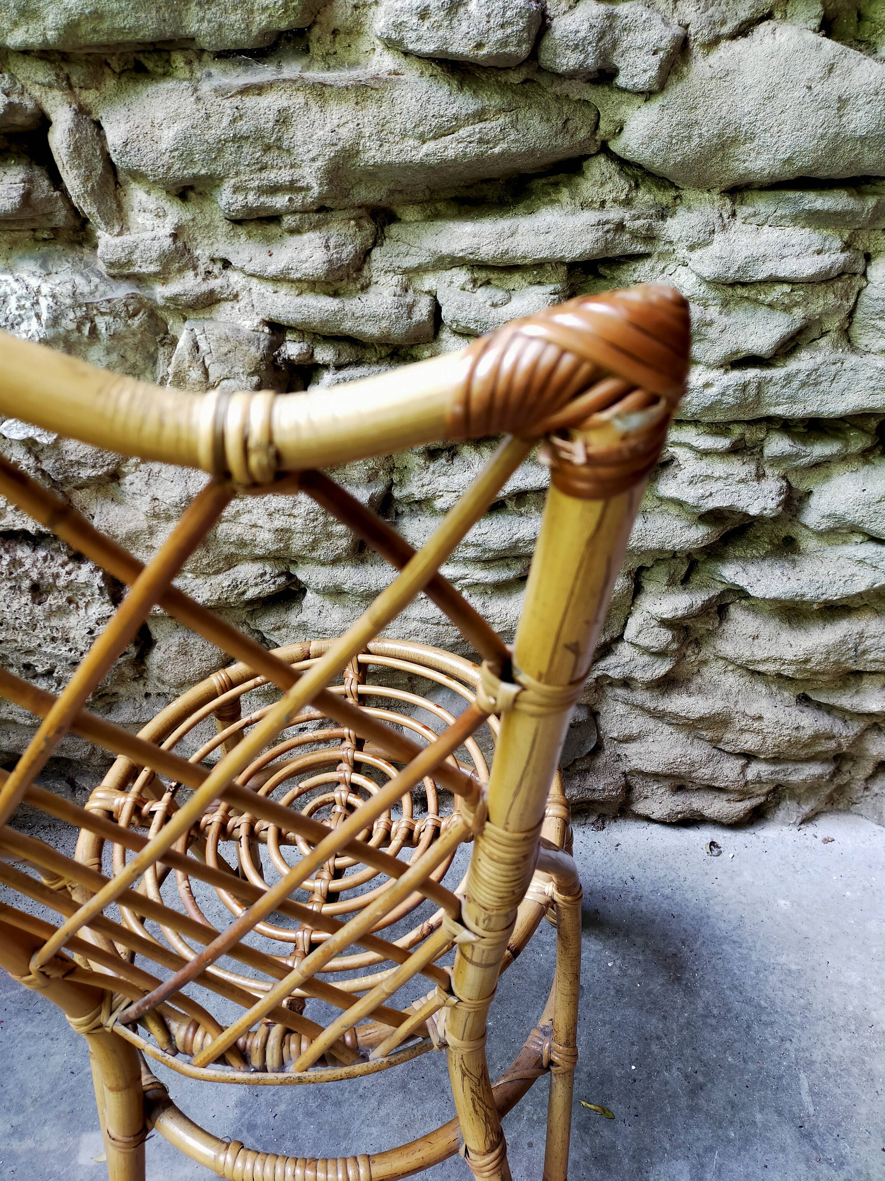 Suite of 4 chairs in rattan Louis Sognot
