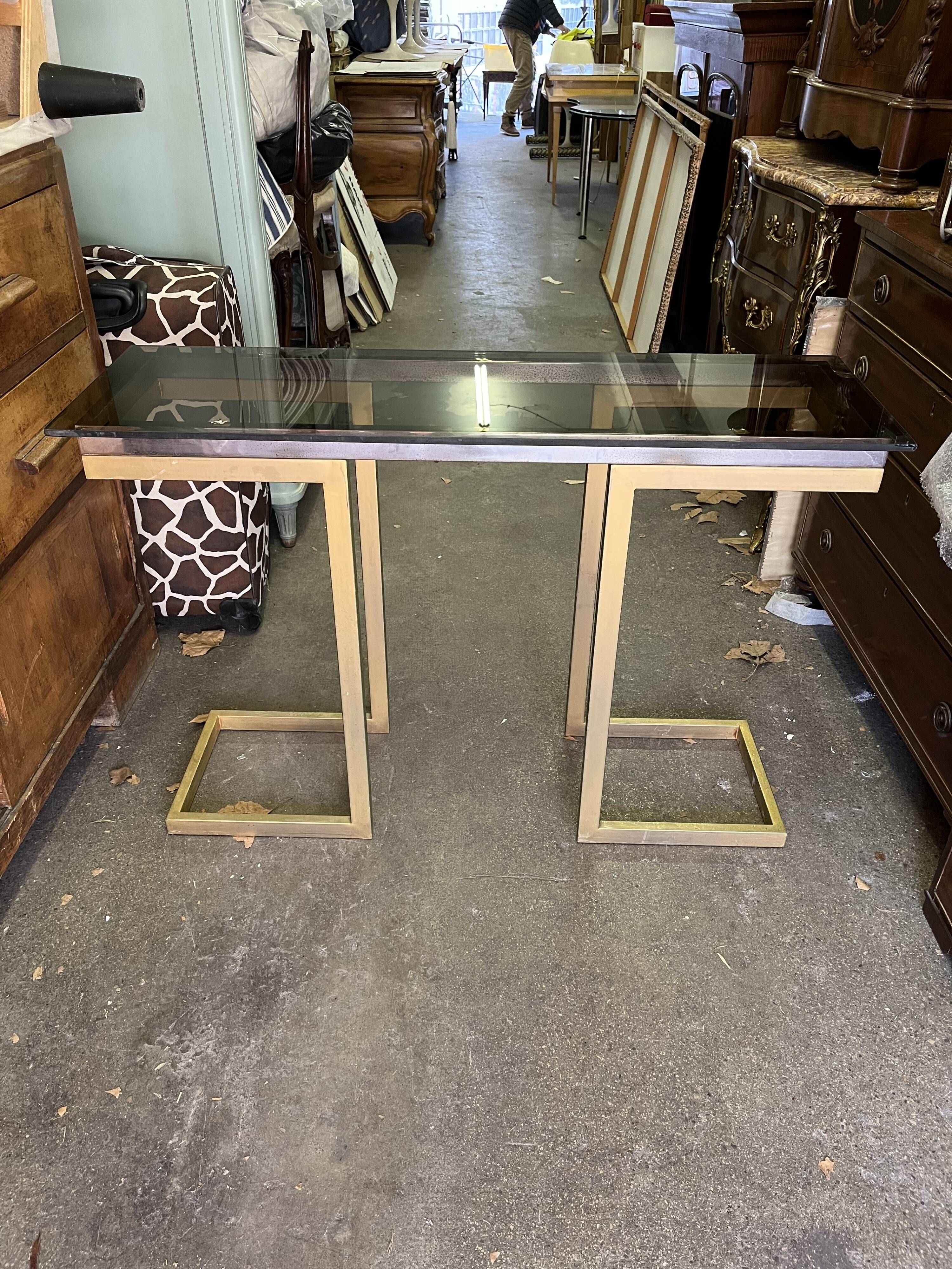 Console année 70 chrome et laiton